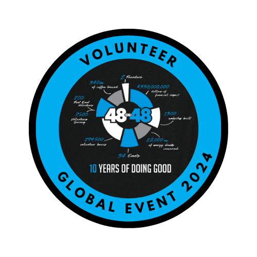 Volunteer badge for 48in48 Global 2024 Event